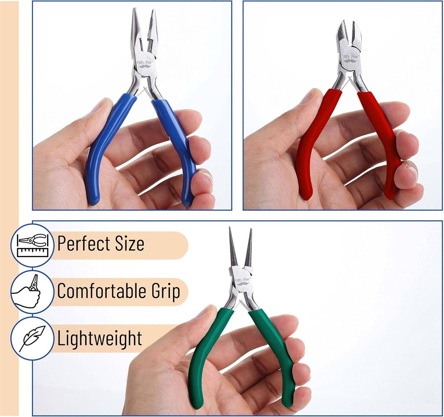 Durable Alloy Steel Jewelry Pliers Set with Ergonomic Handles – 3 Pieces