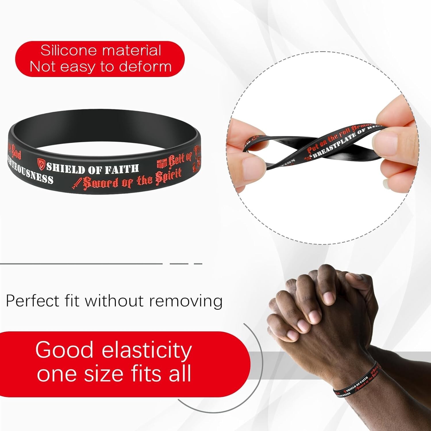 30 Pack Armor of God Silicone Bracelets Ephesians 6:10-18 Bible Verse Wristband