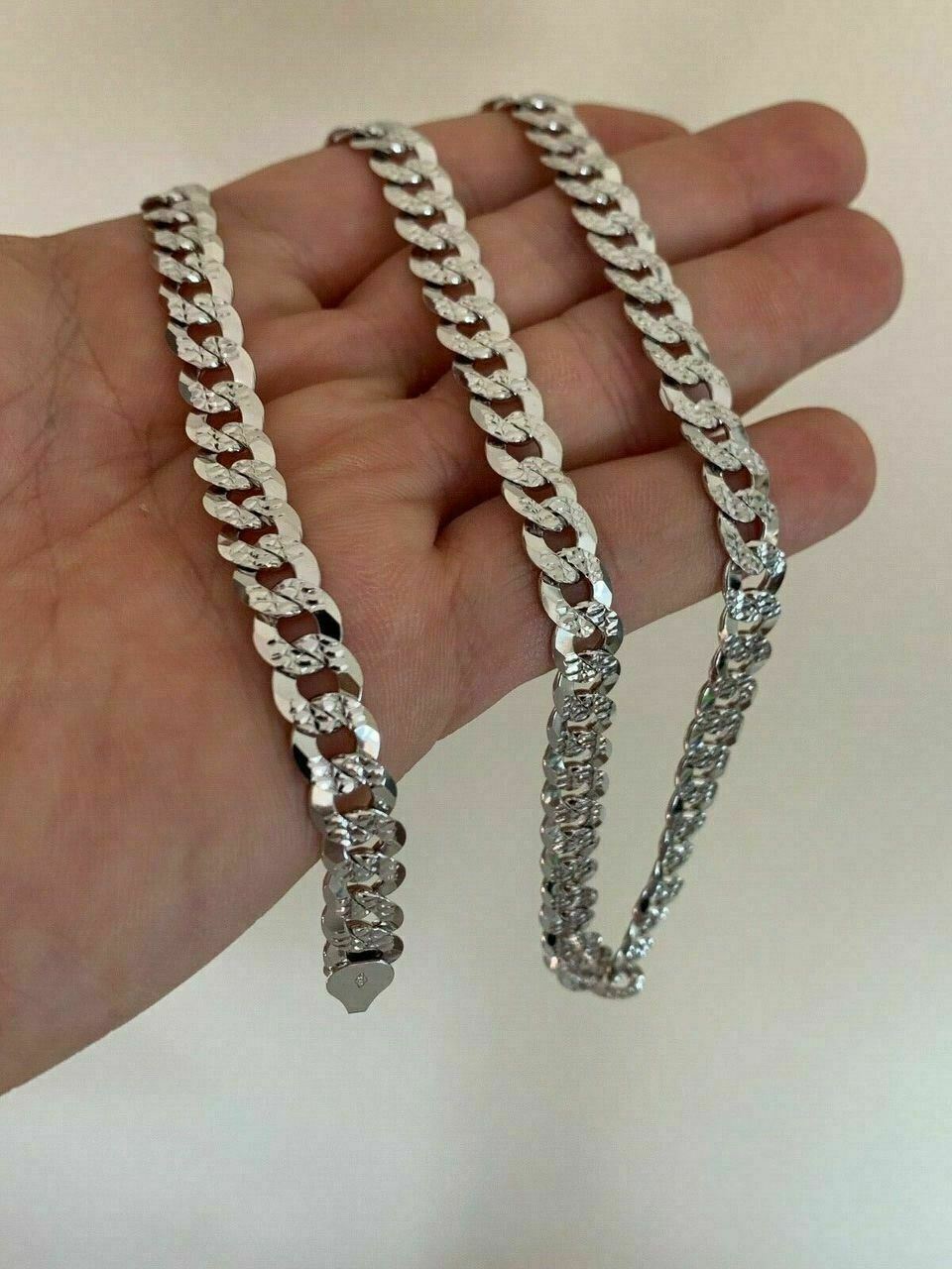 Men’s Diamond Cut Miami Cuban Link Chain Solid 925 Sterling Silver 8mm Italy