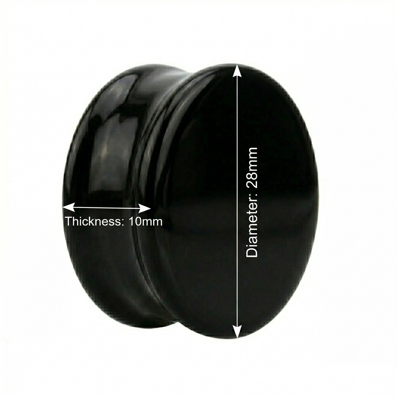 Pair Black Obsidian Stone Double Flared Plug Gauges 28,30,32,34 MM Expander E614