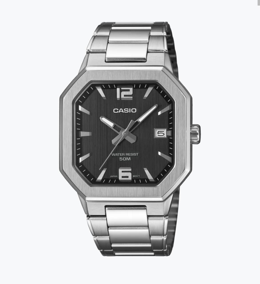Casio MTP-B195D-1AVDF Men’s Stainless Steel Watch Black Dial Date 50M New