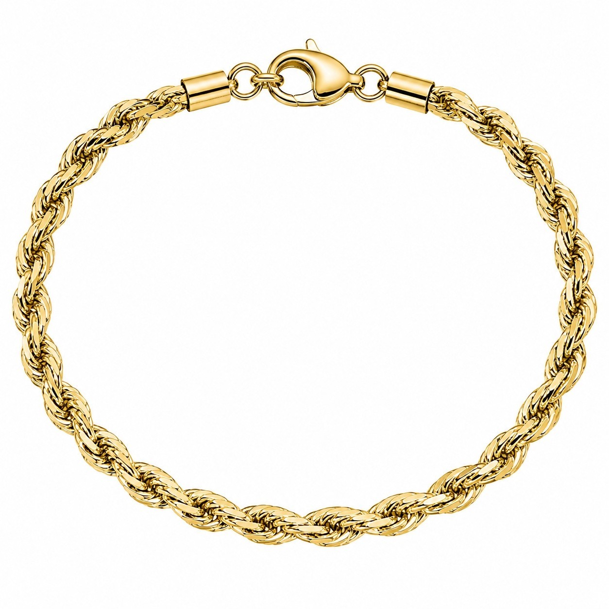 Real Italian 1/200 Diamond Cut 14K Yellow Gold Overlay Oro Rope Bracelet Pulsera