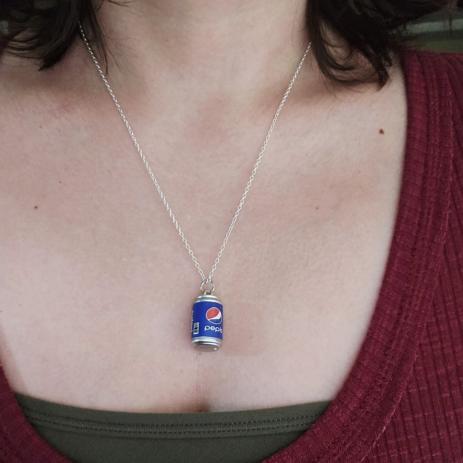 Dainty Silver Pepsi Pepis Necklace