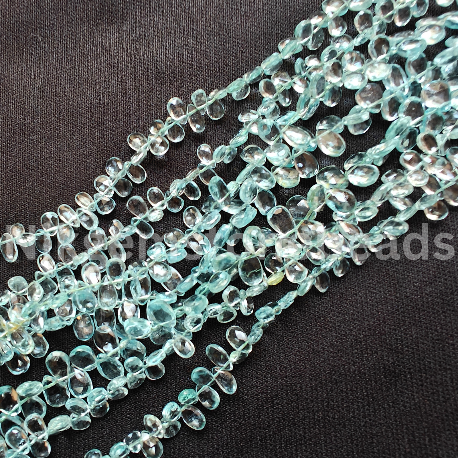 Natural Swiss Blue Topaz Beads, Briolette Faceted Pear Cut Stone, 5.25-6.25 MM.