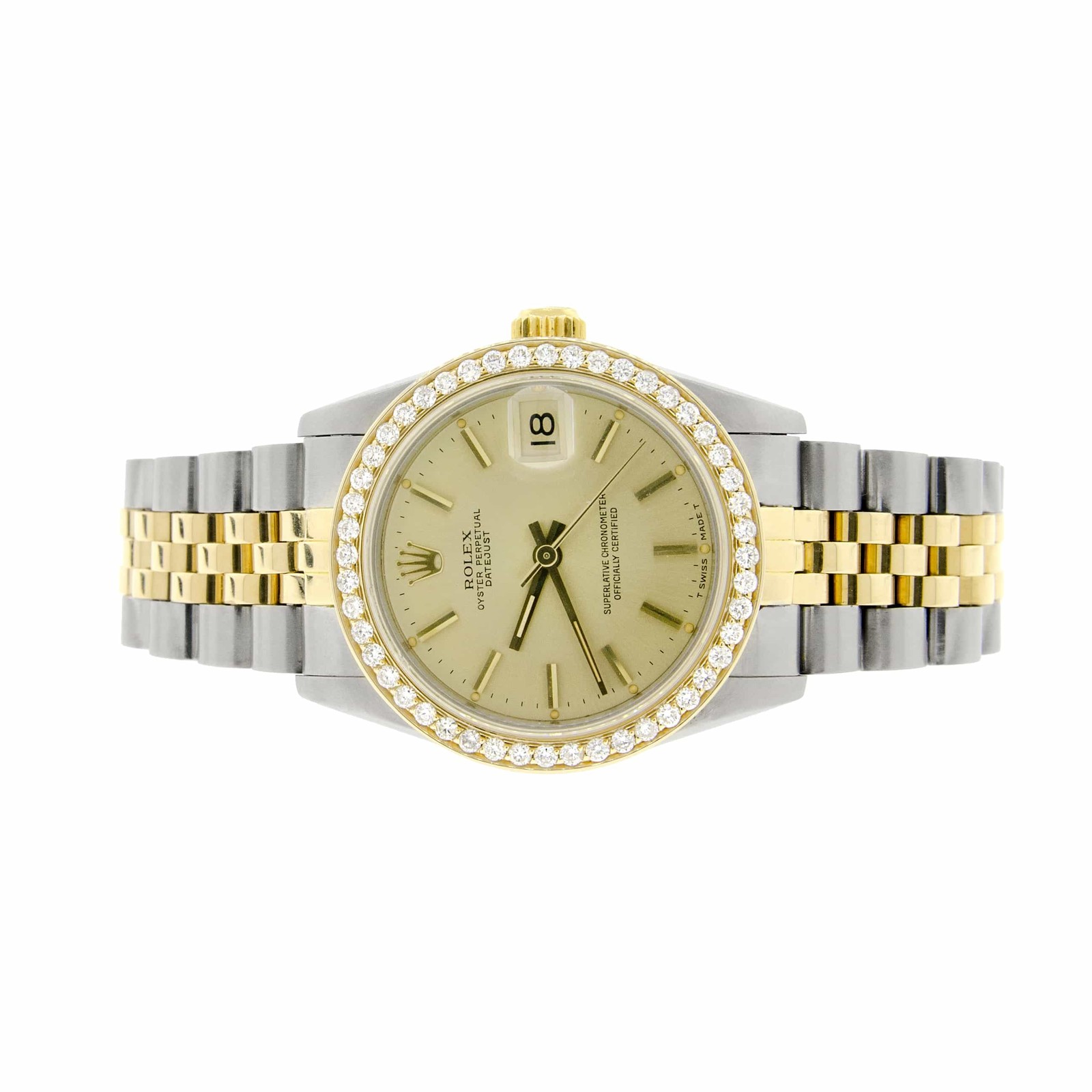 Rolex Datejust 2-Tone Gold/SS Champagne 31mm Womens Watch with Diamond Bezel
