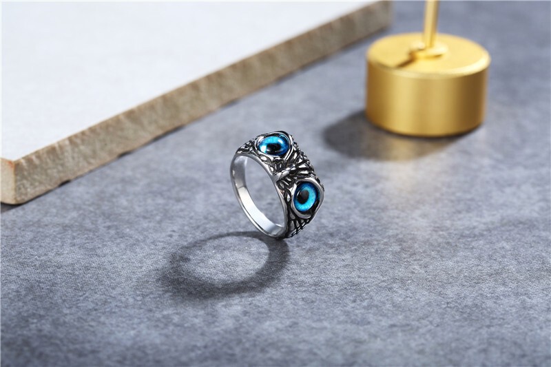 Eye Owl Finger Ring Men Women Retro Animal Stainless Steel Teen Boy Girl Jewelry