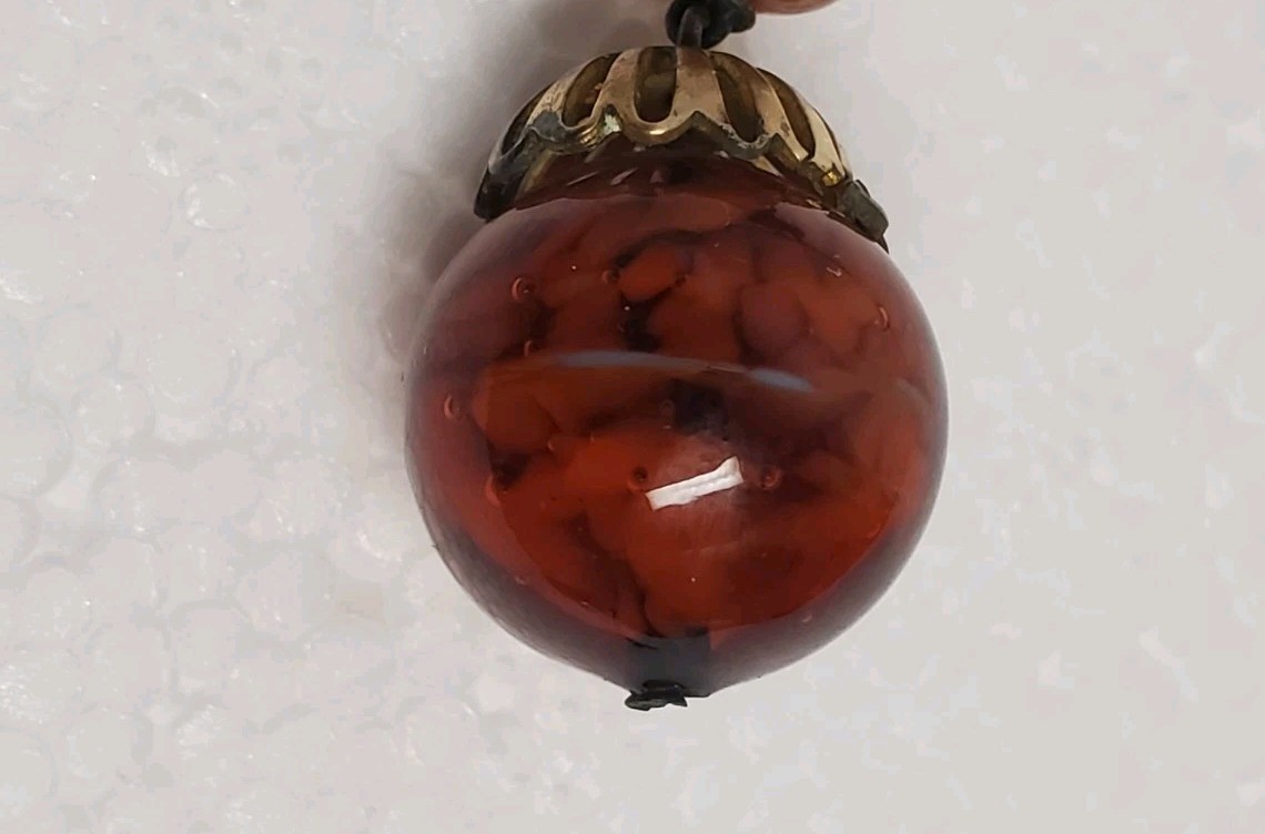 1920s ART DECO ~ LOUIS ROUSSELET Glass & Plaited Leather PENDANT Y NECKLACE
