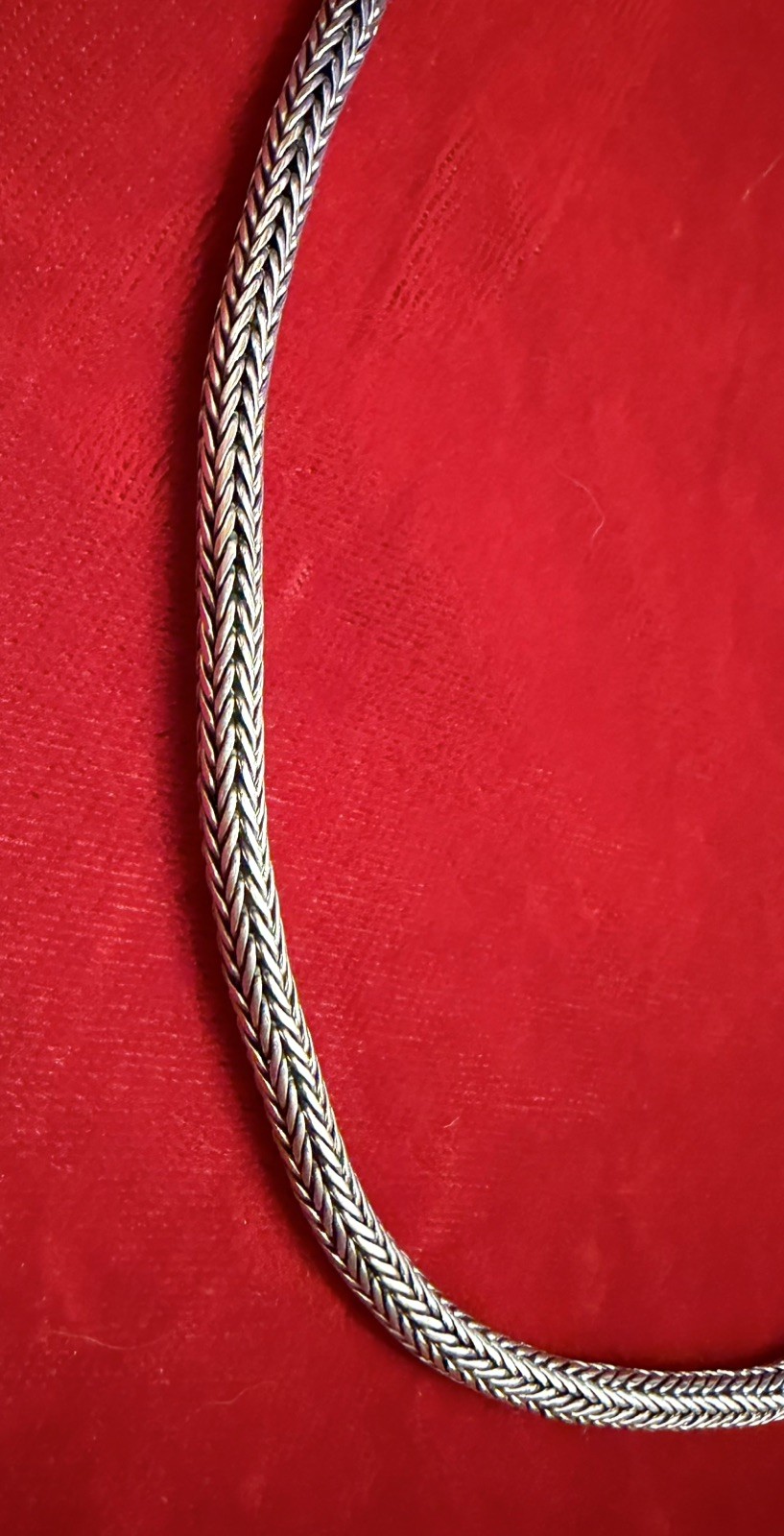 Vtg 925 Sterling Silver Balinese Foxtail Wheat Woven Cable Link Necklace 18″ 37g