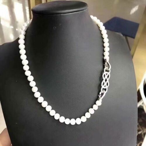 Double Strand Natural AAA 7-8mm Akoya White Pearl Necklace 20 Inch 925s