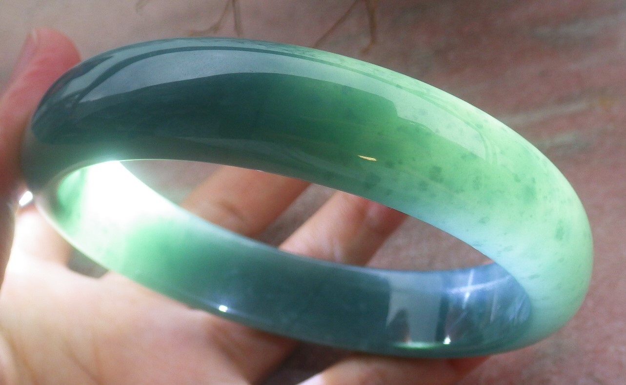 Video Certified Icy Green Natural A JADE Jadeite Bangle Bracelet 69mm 203073 AS