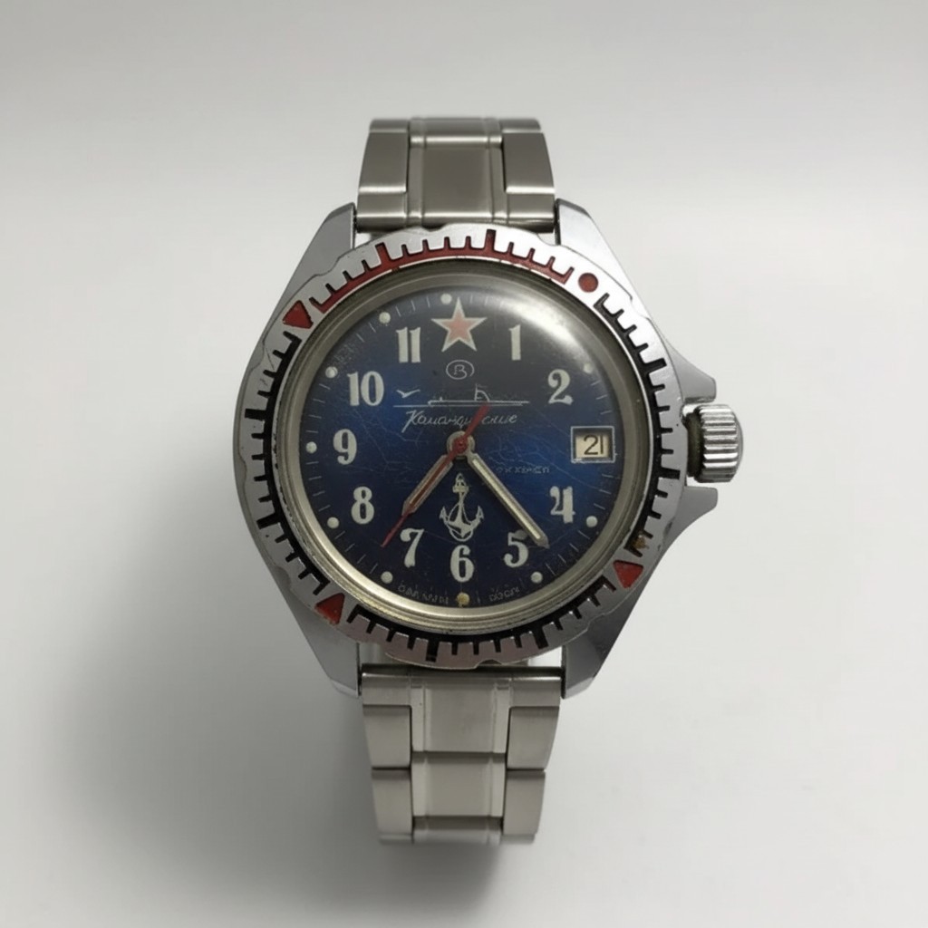 Vintage Mens Watch Vostok Amphibia Sector Dial Barrel Case USSR 18 Jewels 163