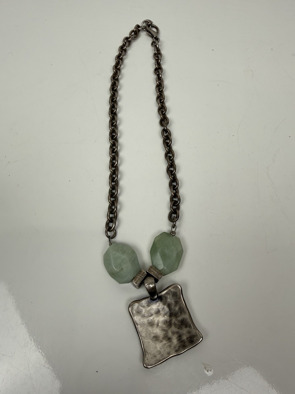 VTG Danon Pewter Pendant Necklace Featuring Brands Iconic Brutalist Handcrafted