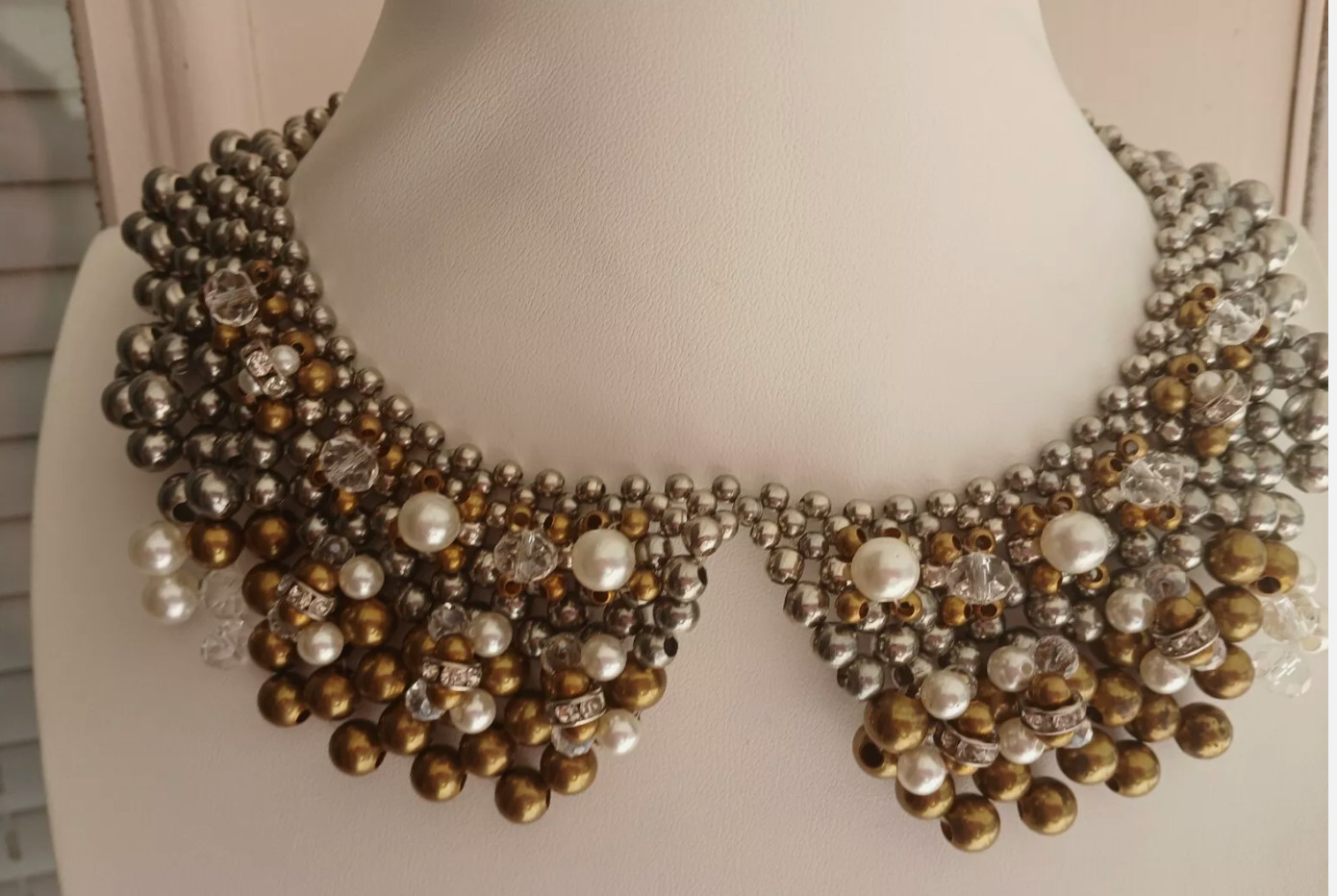 Bold Anthropologie Pam Hiran Multi Color Beaded Collar Choker Bib necklace