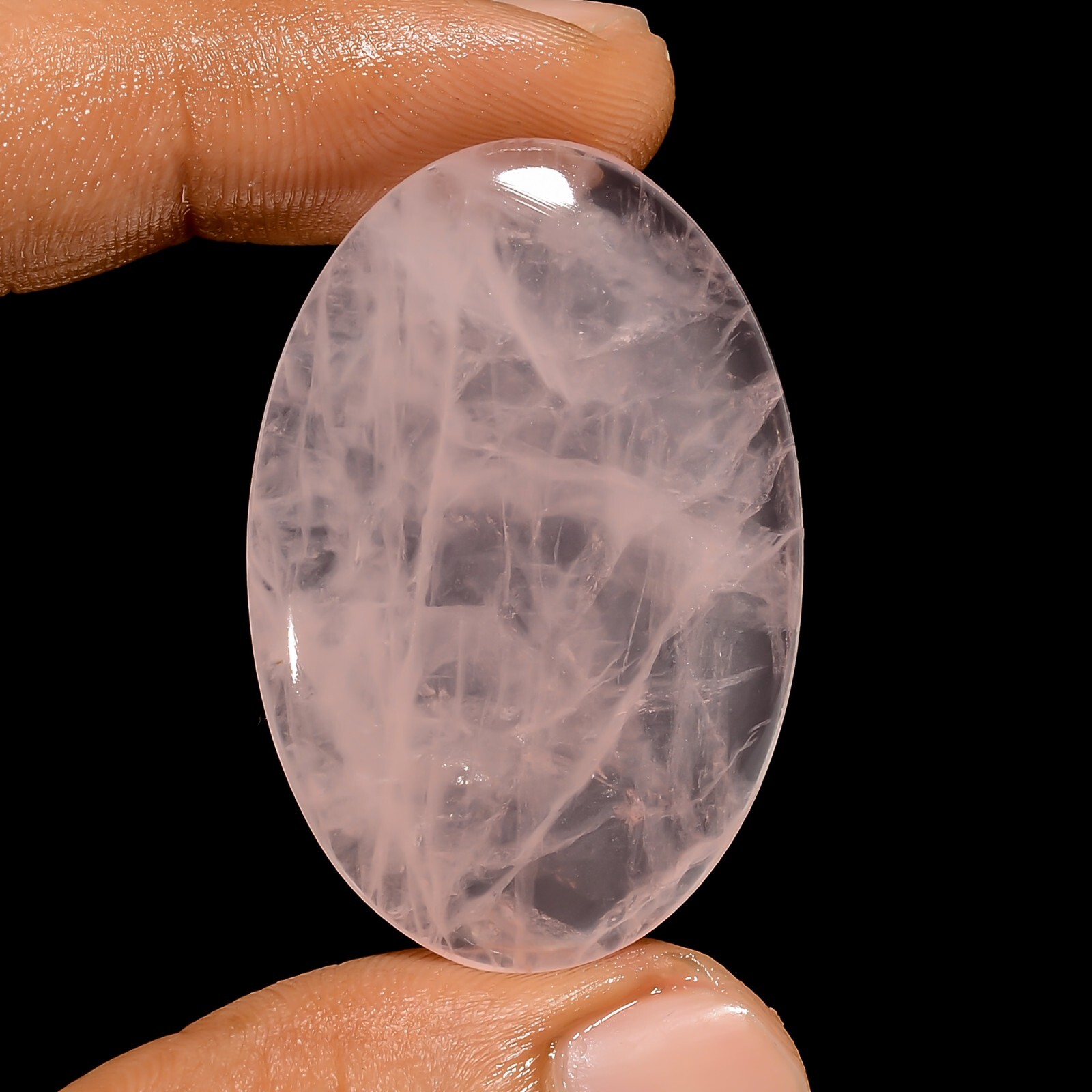 100% Natural Rose Quartz Oval Shape Cabochon Loose Gemstone 43 Ct 39X26X5 mm
