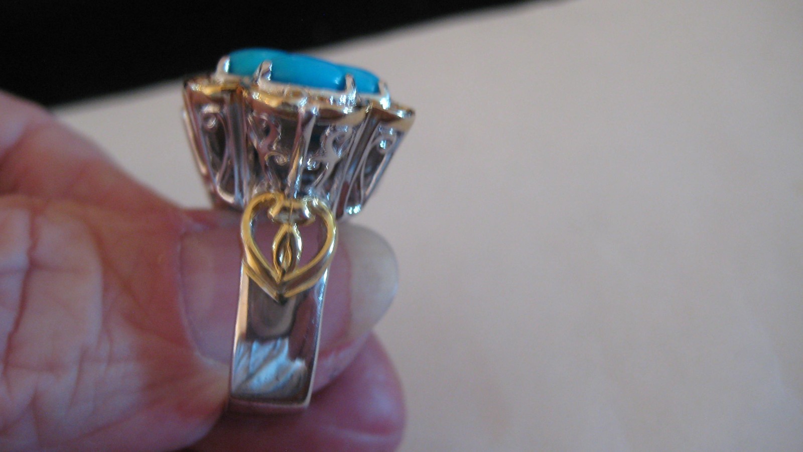 NICE GEMS EN VOGUE/MICHAEL VALITUTTI 925 SLEEPING BEAUTY TURQUOISE RING, SZ 7.25