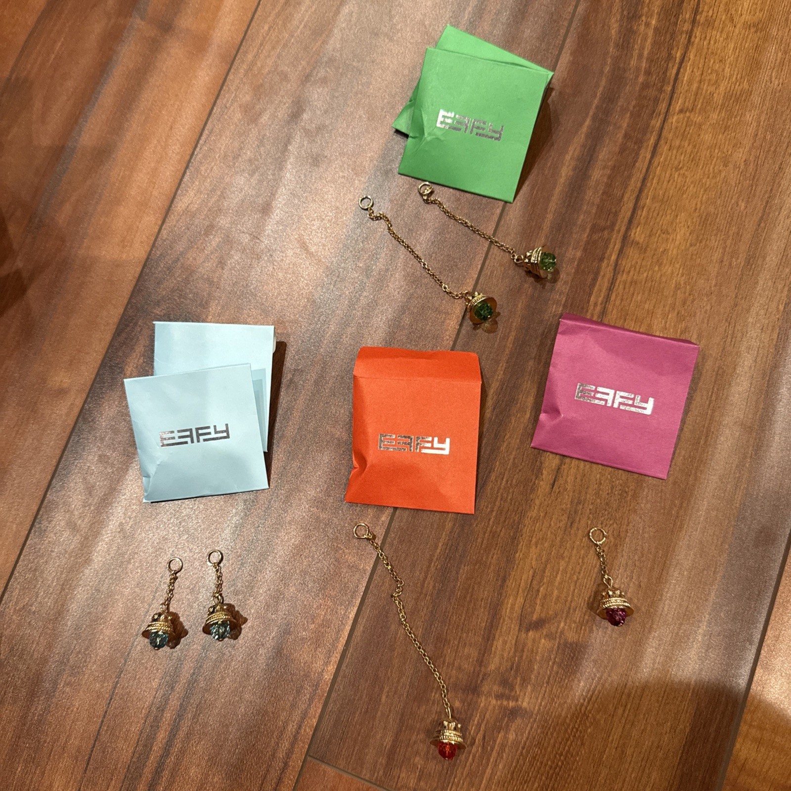 Lot of 6 NWT EFFY Jewelry Bell Charms Replacement Dangles & Envelopes Gold Tone