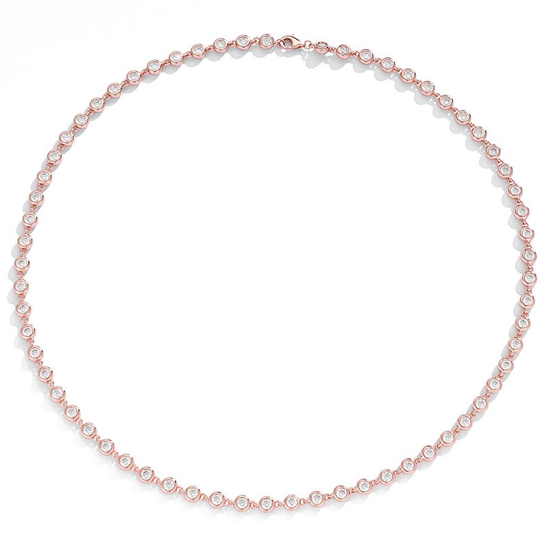 3-4mm Moissanite Tennis Chain Necklace Sweater neck chain 925 Sterling Silver