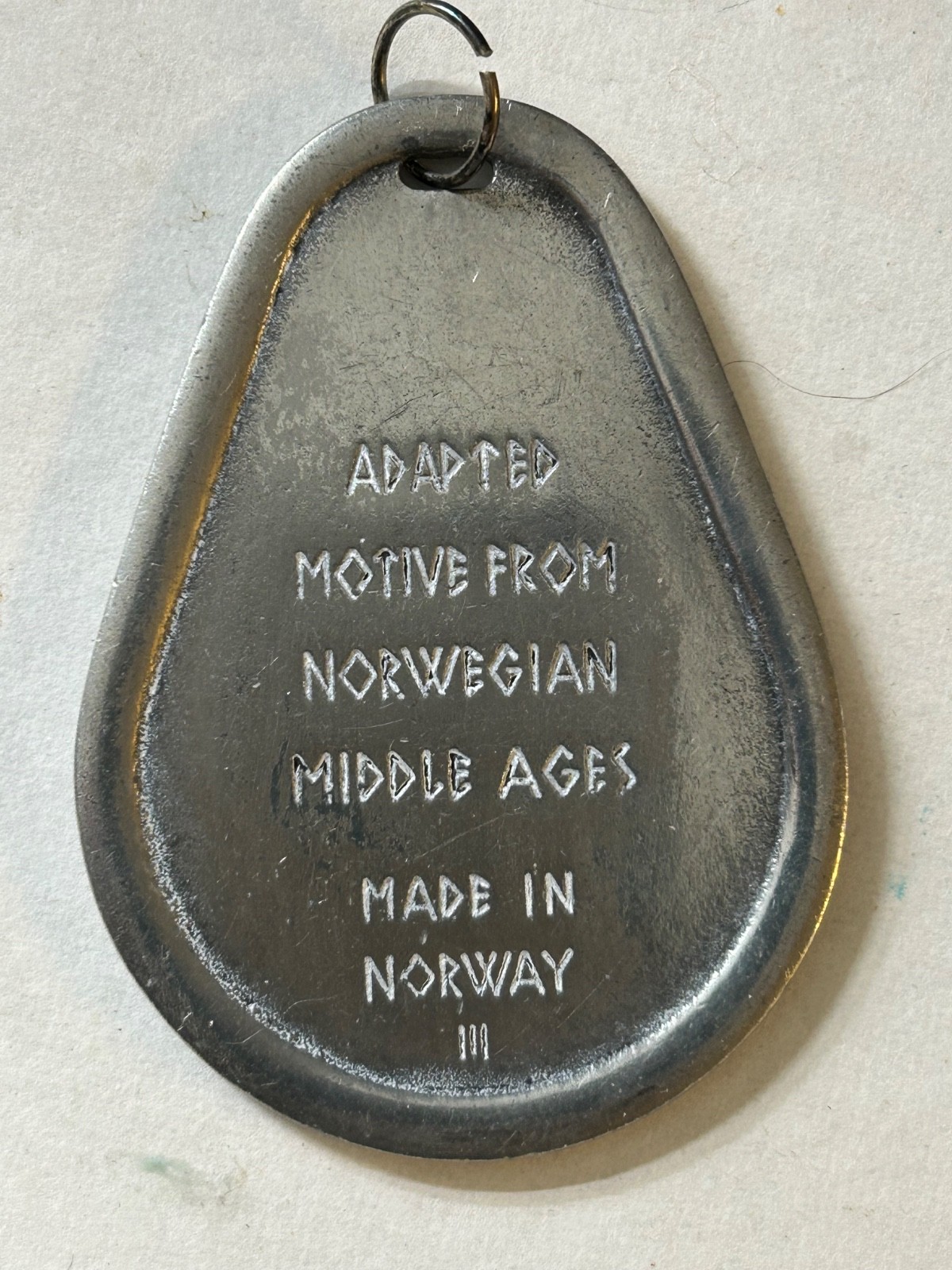 VTG Pewter Pendant From Norwegian Petroglyphs Rock Carving 2.75” Made In Norway
