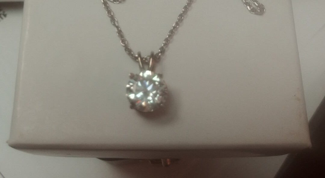 10K Solid White Gold 8mm 2ct Diam. Size Moissanite Pendant Only! $399.