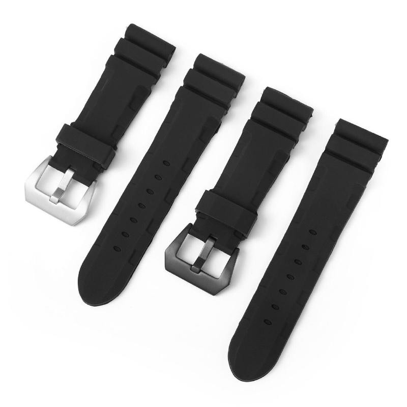 22mm 24mm Watch Band Strap Rugged Silicone Rubber Soft Sports Wristwatch Bands