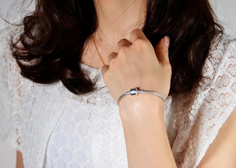 925 Sterling Silver Snake Chain Bracelet Women Smooth Charm Jewelry Handmade