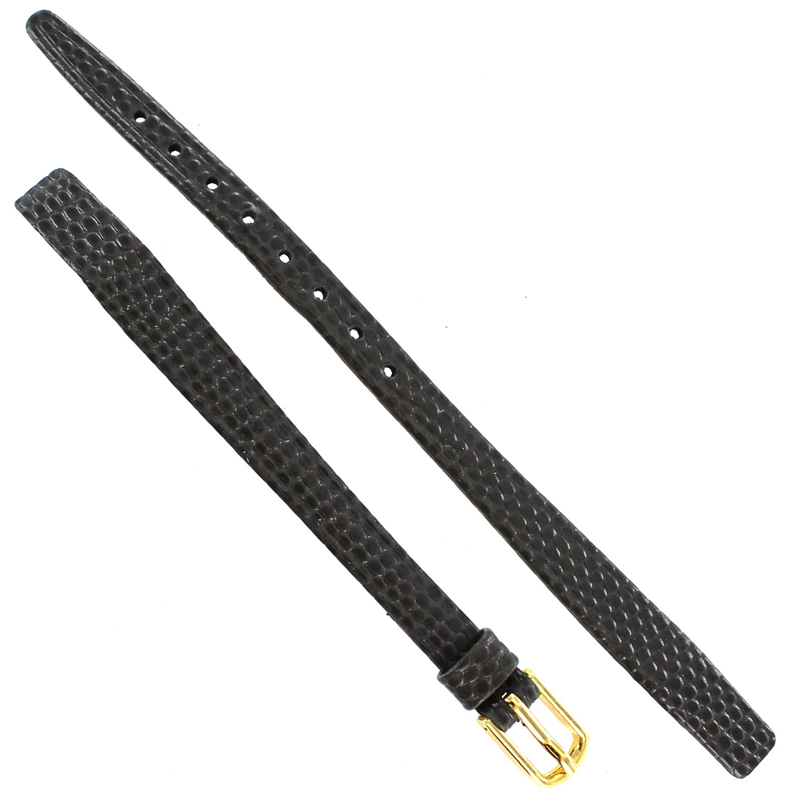8mm Hirsch Ladies Gray Lizard Grain Stitched Look Open Ended Watch Band