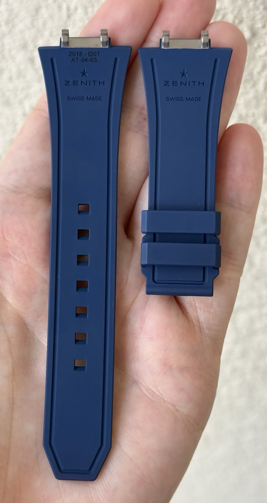 Zenith Defy Skyline 26mm x 18mm Blue Rubber Watch Strap 2018-I201 Authentic OEM