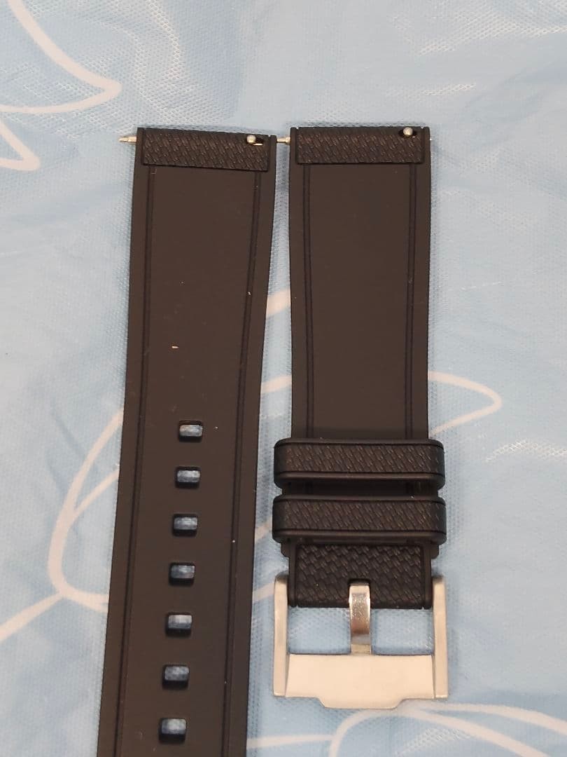 Bulgari Rubber Belt 22mm Black Leather Silver Pin Buckle Used