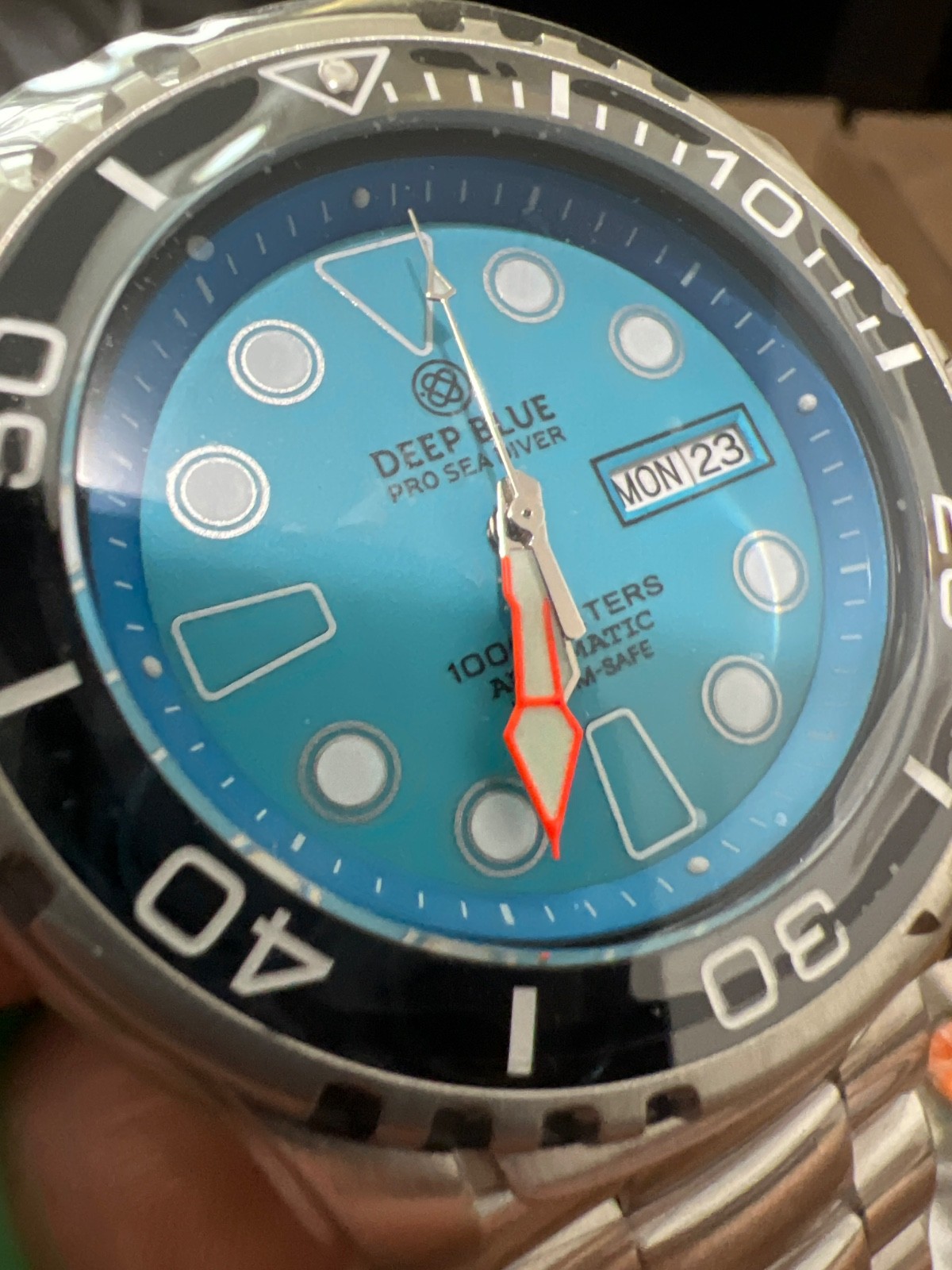 Authentic Deep Blue Diver Automatic❤️1000 Lume Dial 46m Black Bezel(BNS)tags!!!