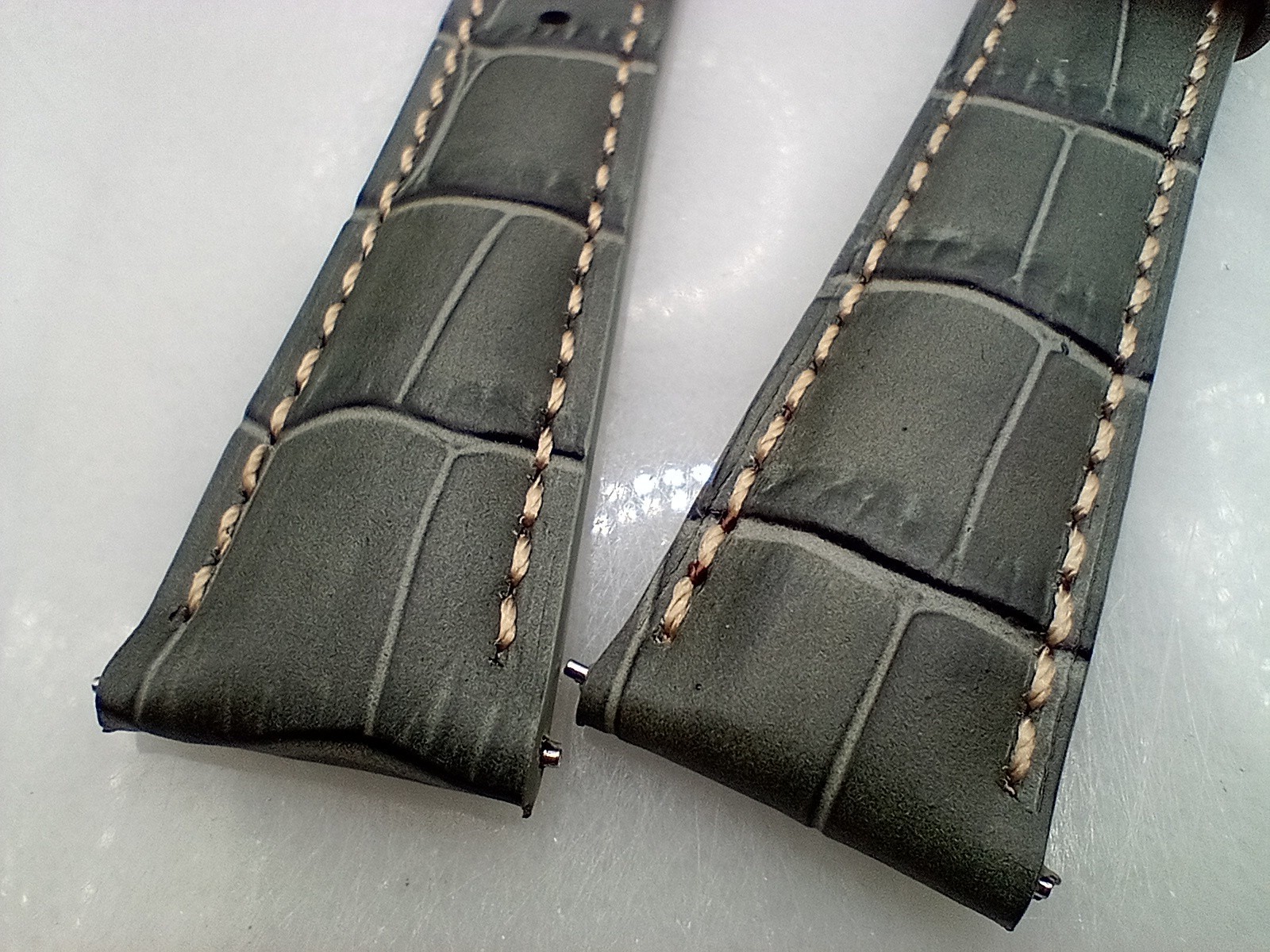 New 20mm Geckota Watchgecko Alligator Grain Calf Leather Grey Watch Strap 6B148