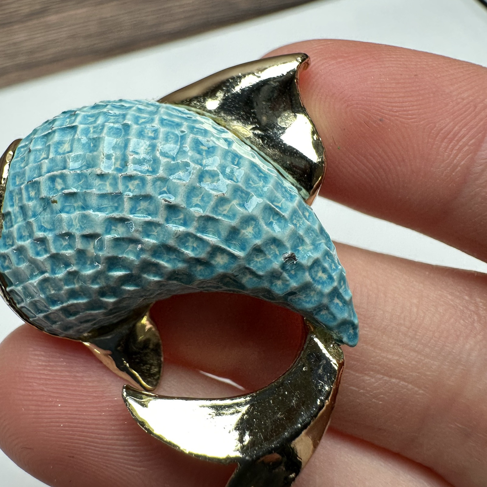 Gerry’s Fish Brooch Pin Blue & Gold Tone Signed Vintage