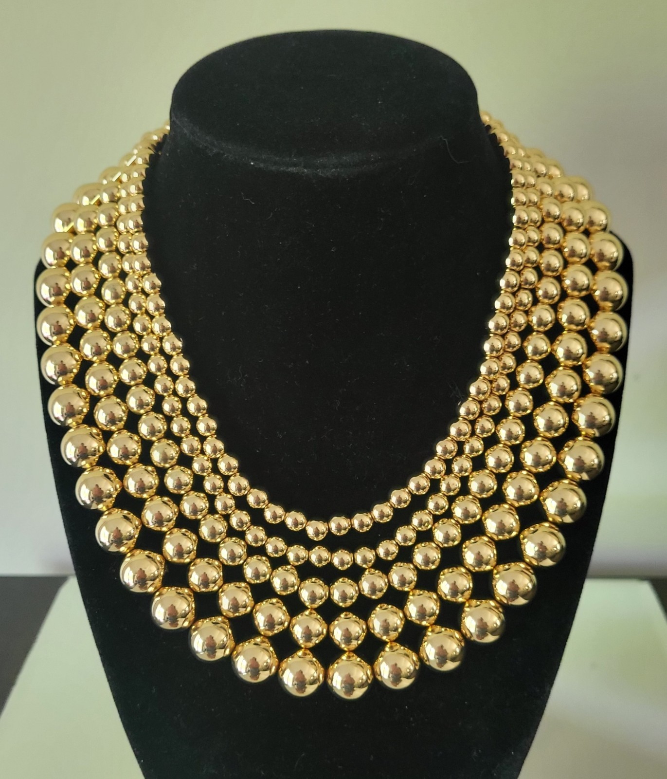 HOUSE OF HARLOW 1960 MULTI STRAND STATEMENT GOLDTONE BEADS NECKLACE