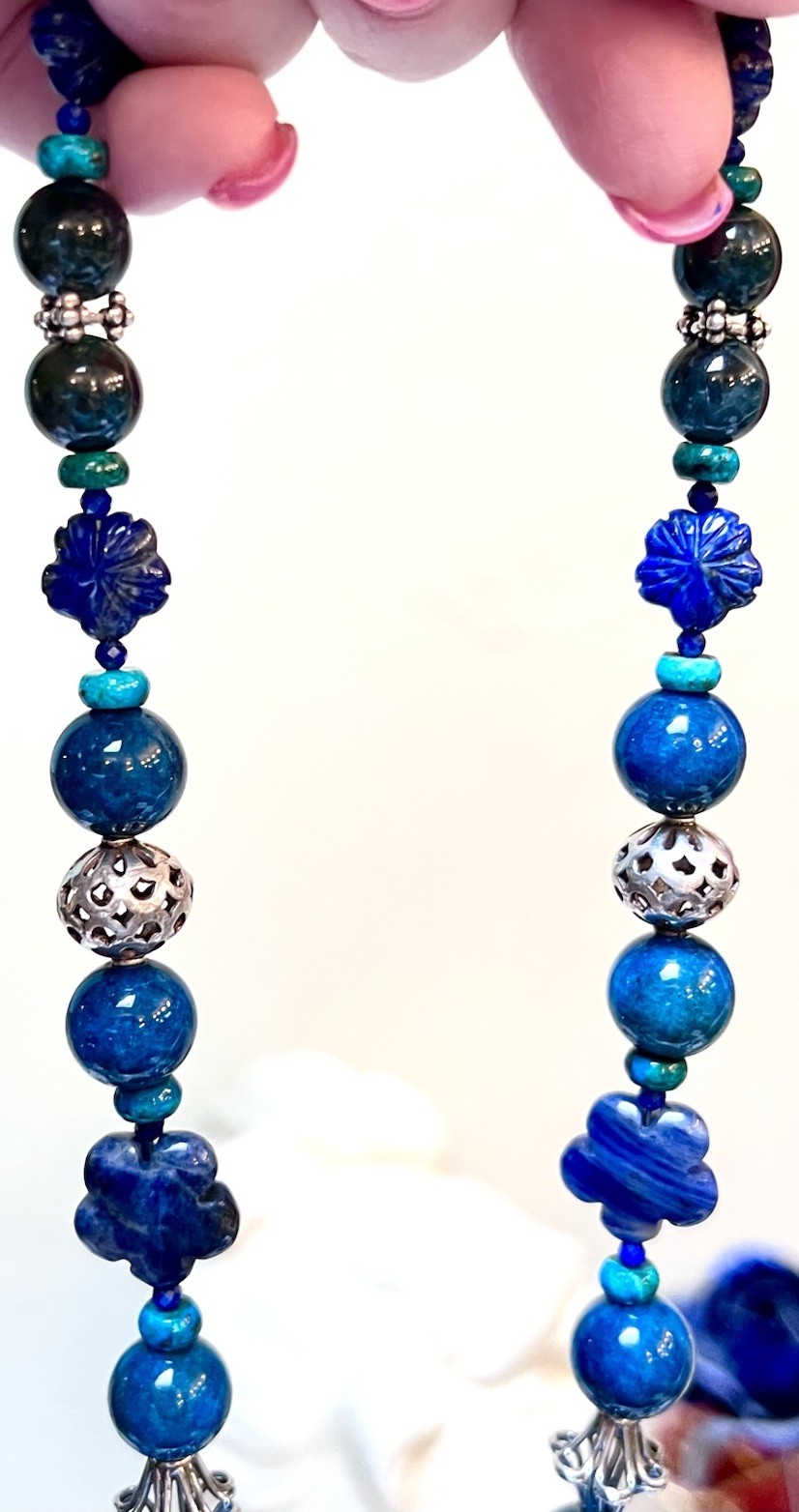 GORGEOUS Artisan Sterling Silver Azurite, Chrysocolla, Lapis, Etc. Necklace