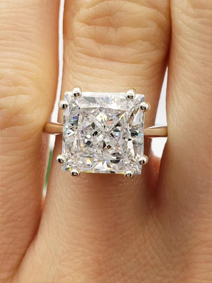 RARE 4.50 Ct Certified White Diamond Princess Cut Solitaire Ring In 925 Silver