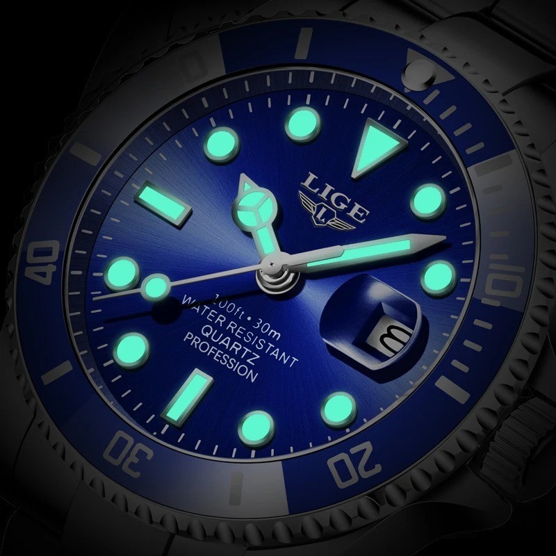 LIGE Luxury Watch, Wristwatche Casual Business Waterproof Watches for Mens, Date