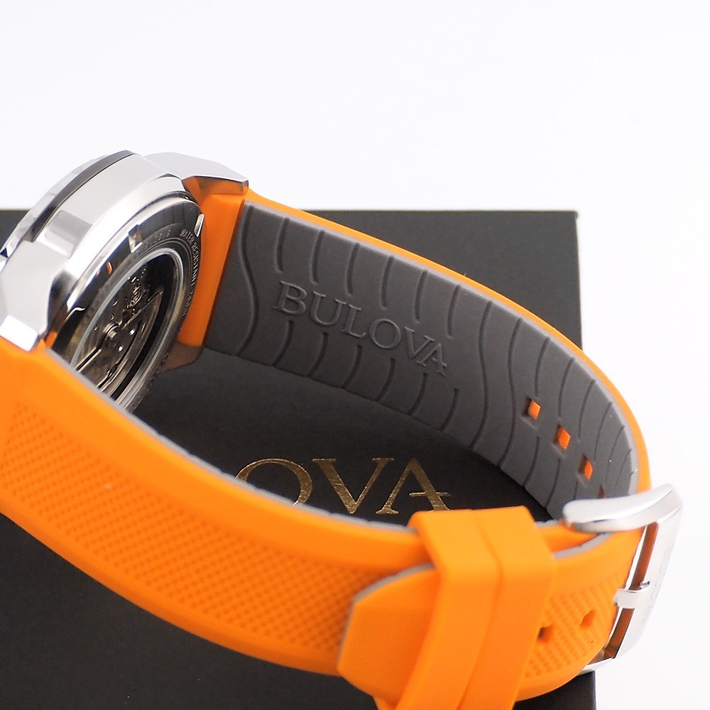 Bulova Marine Star Series A 98A226 Orange Silicone Strap Men’s Automatic Watch