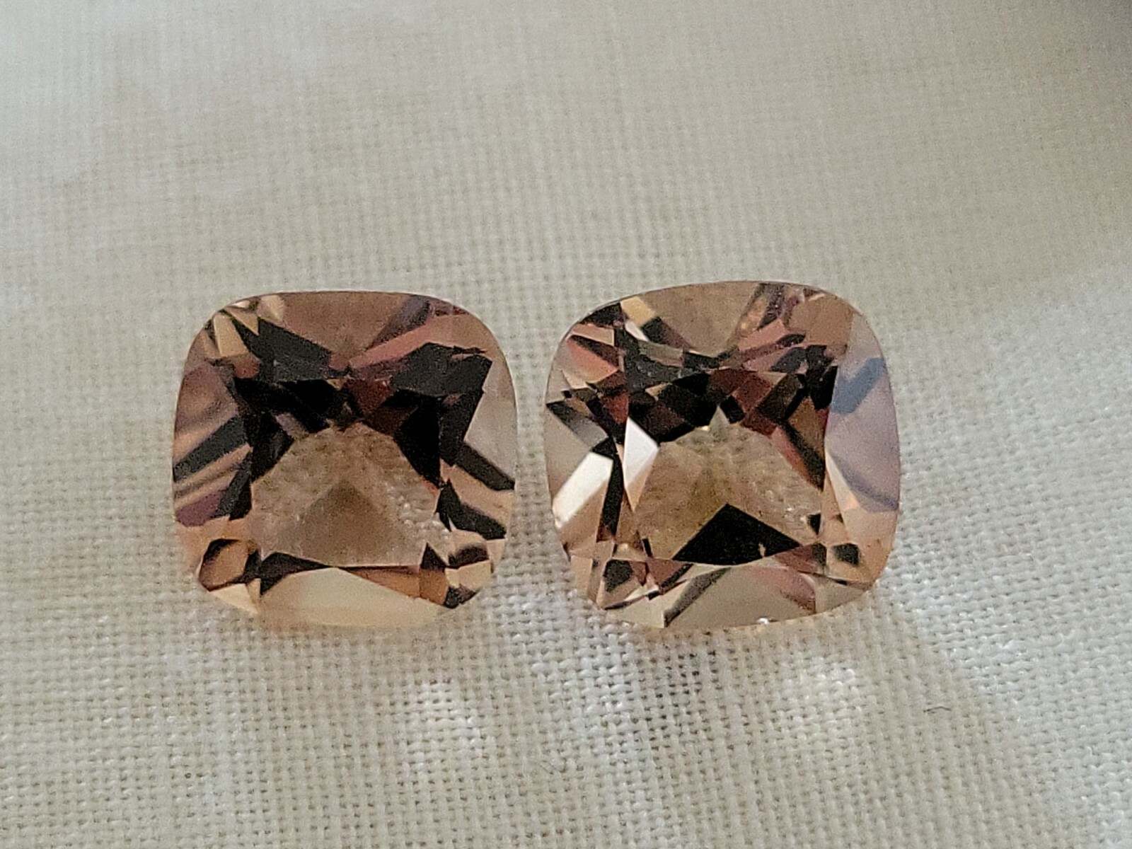 9.54 Ct 10mm Pair Natural Top Imperial Topaz Brazil Cushion Unheated Gemstone