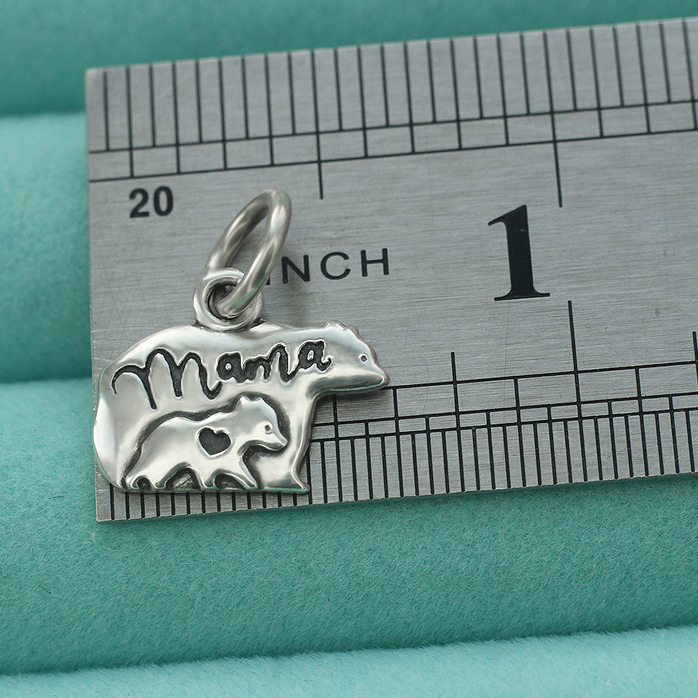 925 Sterling Silver Mama Bear With Child Pendant Charm Mother’s Day Mom Gift