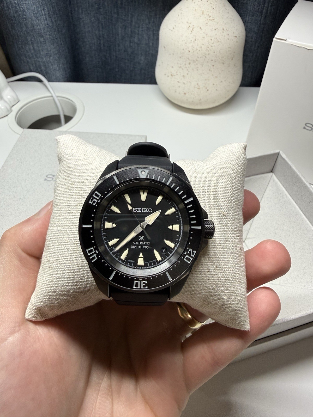 Seiko Prospex Samurai Diver Black Dial Silliocne Strap Watch SRPL15