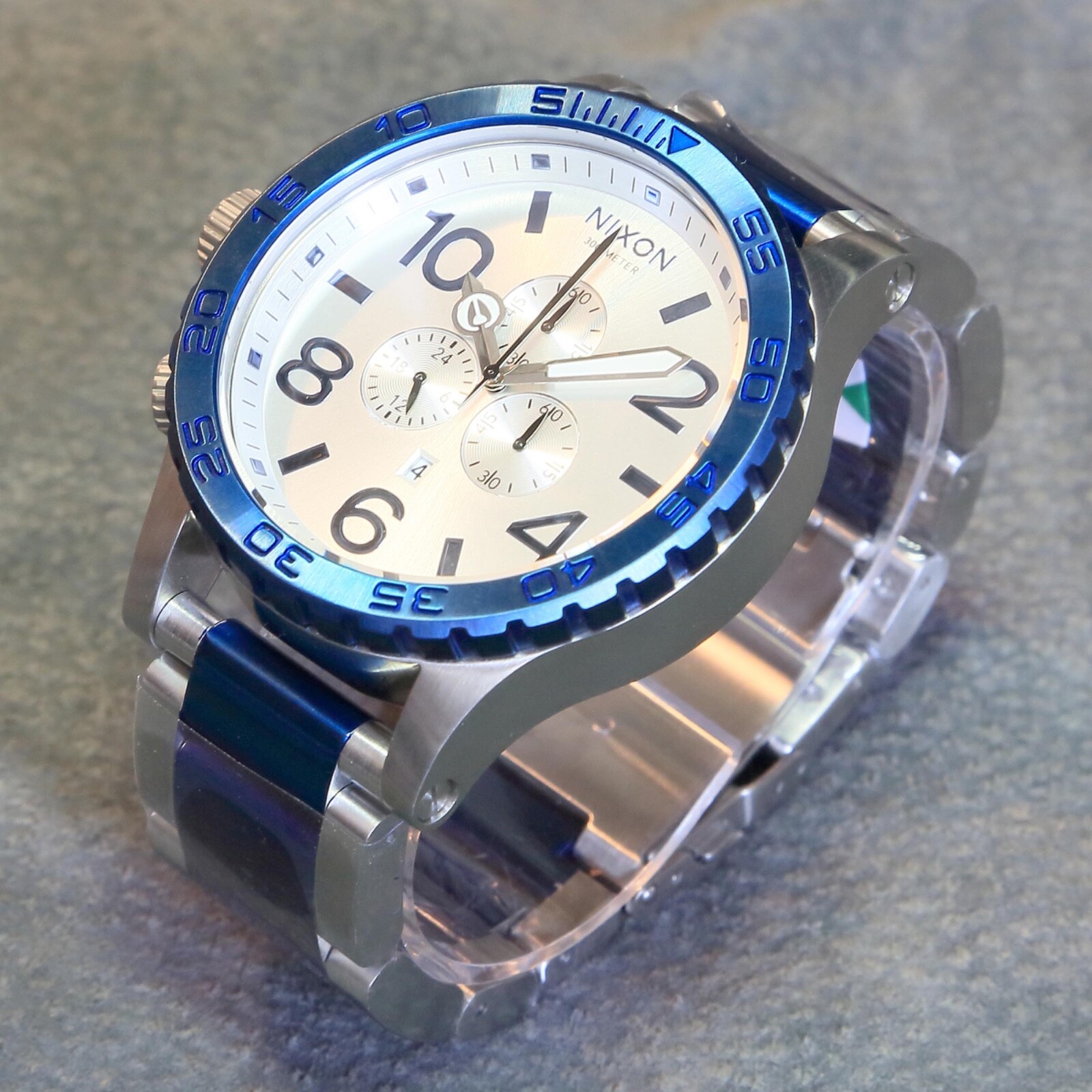 US NEW Authentic NIXON Watch Mens 51-30 CHRONO Blue Sliver A083 NICE GIFT!