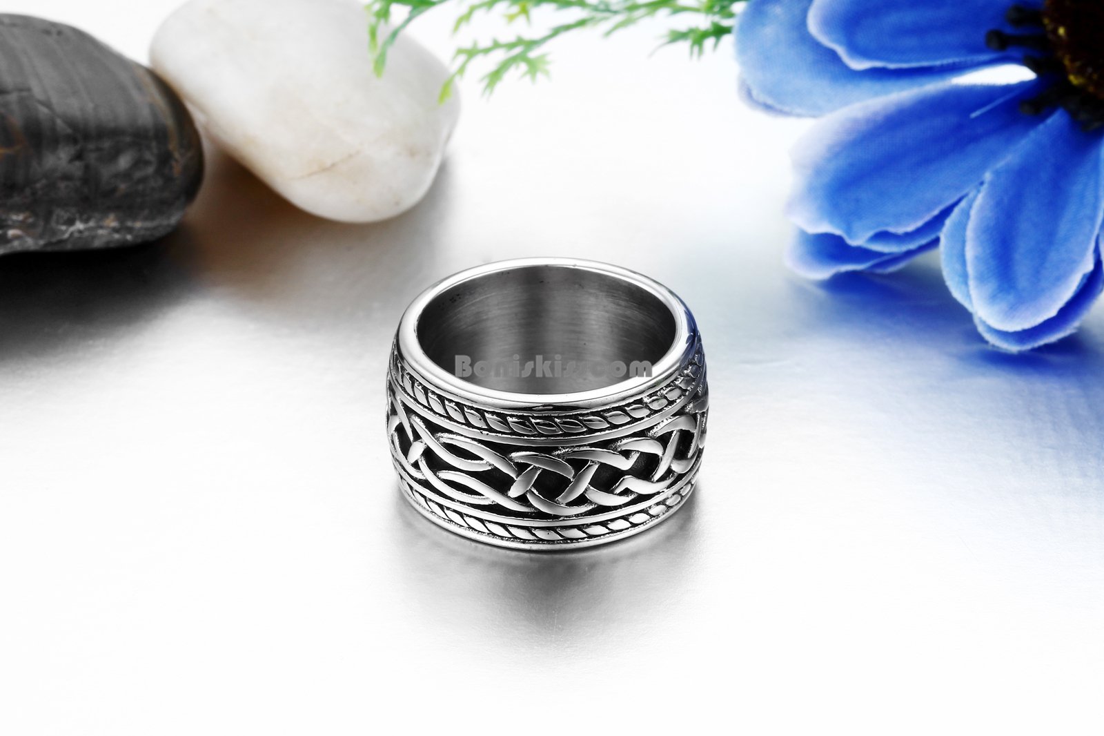 14.3mm Silver Stainless Steel Eternity Knot Thumb Ring Punk Biker Mens Gifts