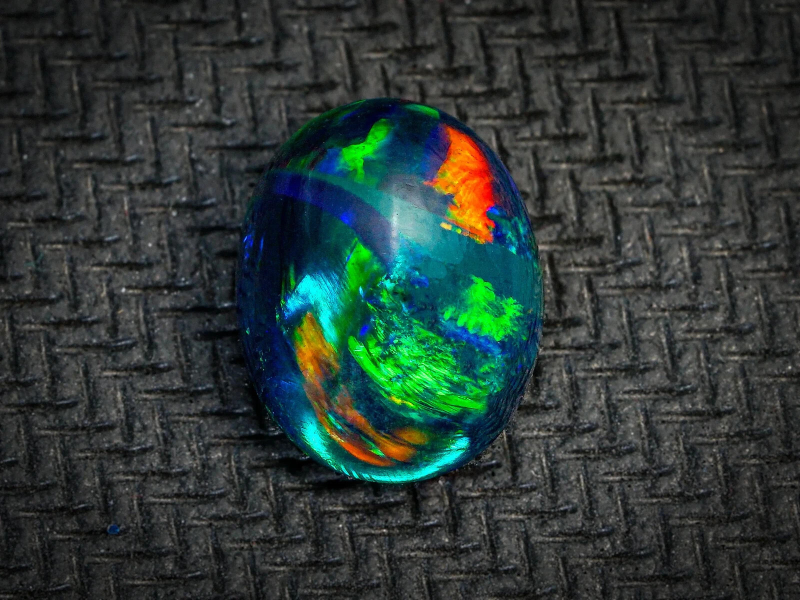 2.90Cts Natural Ethiopian Black Opal Oval Cabochon Loose Gemstone 11.6×9.1×5.9MM