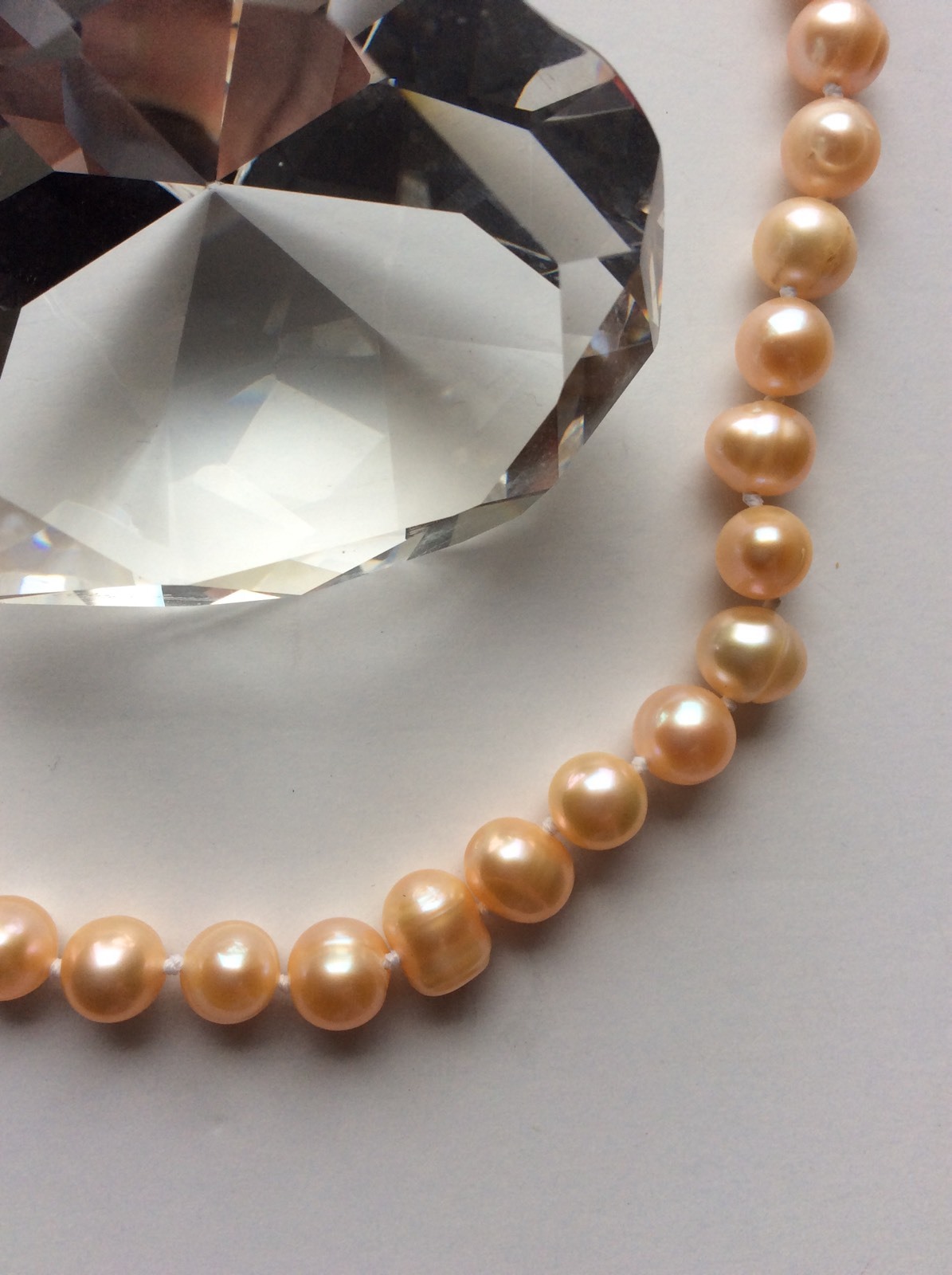 Cultured Freshwater Knoted Pearl 17″ Necklace 8 1/2″ Drop w/SilverTone Box Clasp