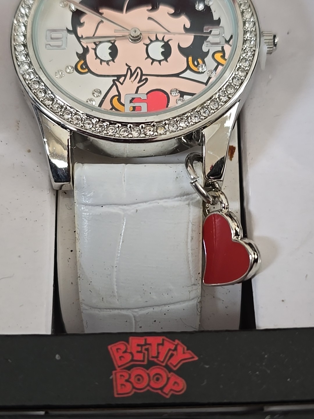 Brand New Betty Boop MZ Berger Watch – White band w/Red Heart Charm (2015)