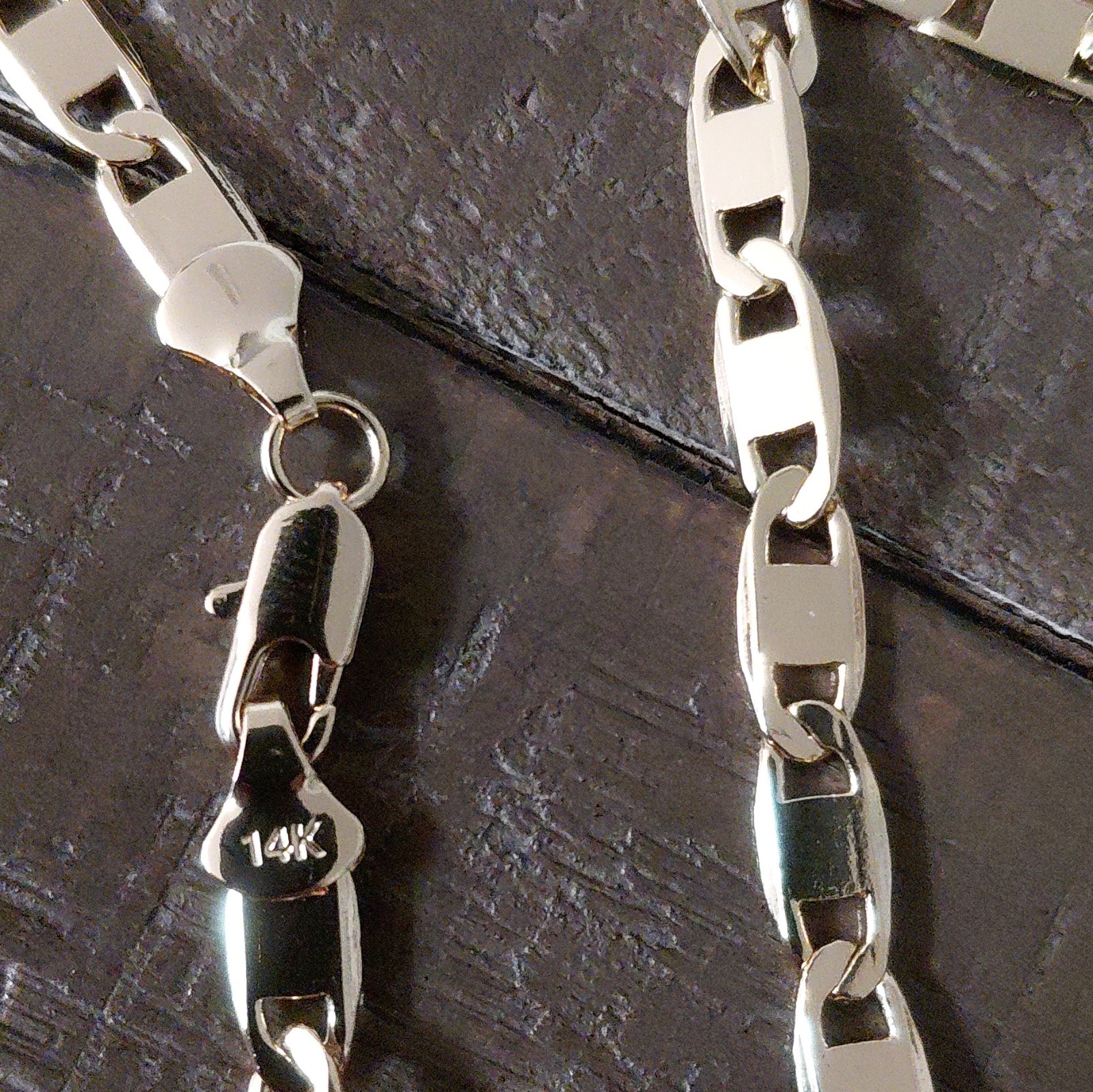 14K Yellow Gold Plated Valentino Figaro Chain Necklace 24in Lobster Clasp Signed