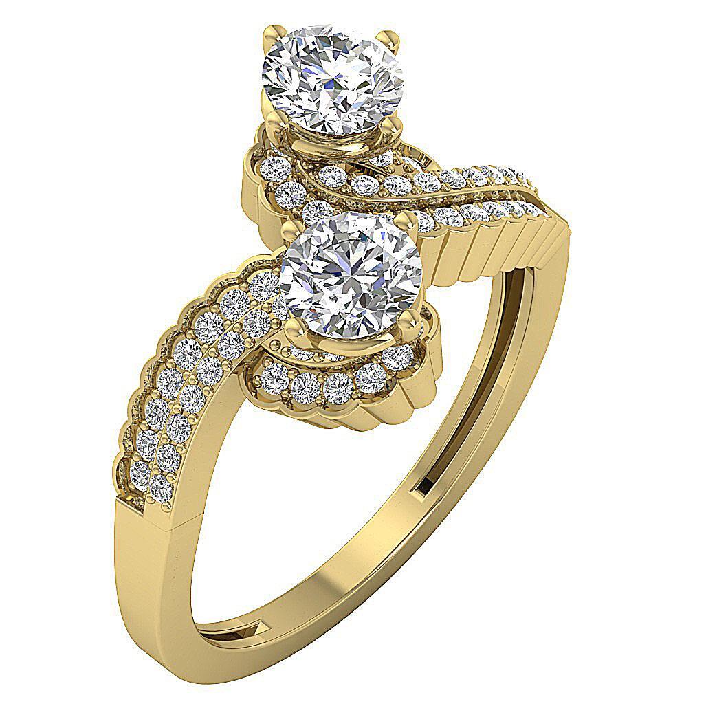Anniversary Gift Forever Us Two Stone Ring Natural Diamond I1 G 1.50 Ct 14k Gold