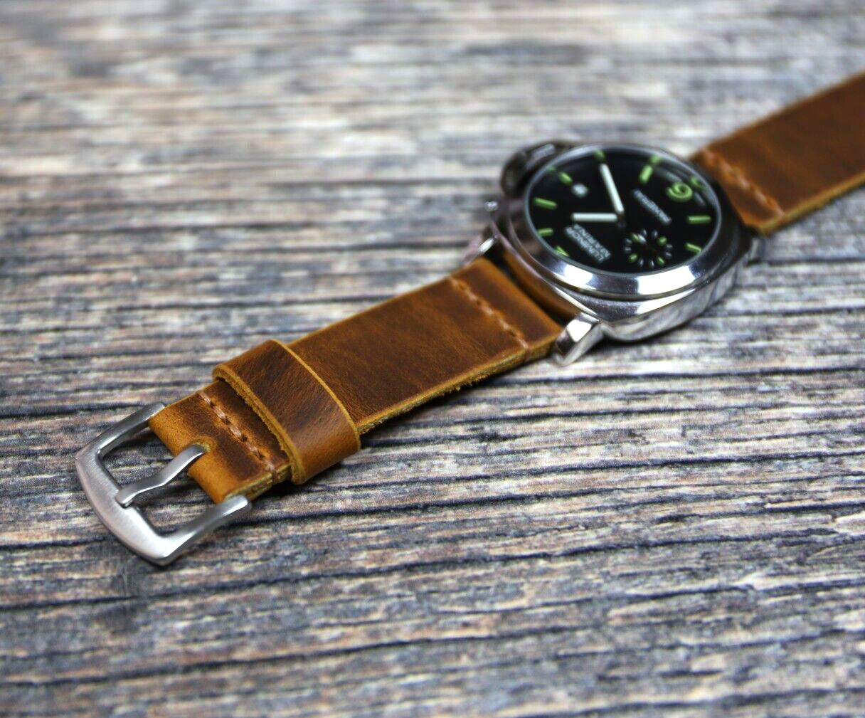 Handcrafted Vintage Brown Leather Watch Strap 18-26mm Classic Retro Style Band