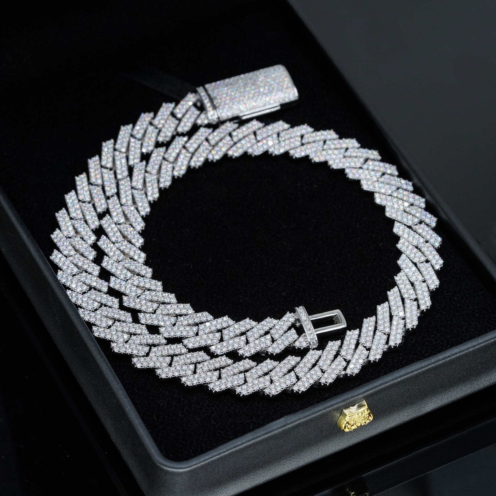 13mm Heavy Solid 925 Silver D VVS1 Moissanite Miami Cuban Link Chain Necklace