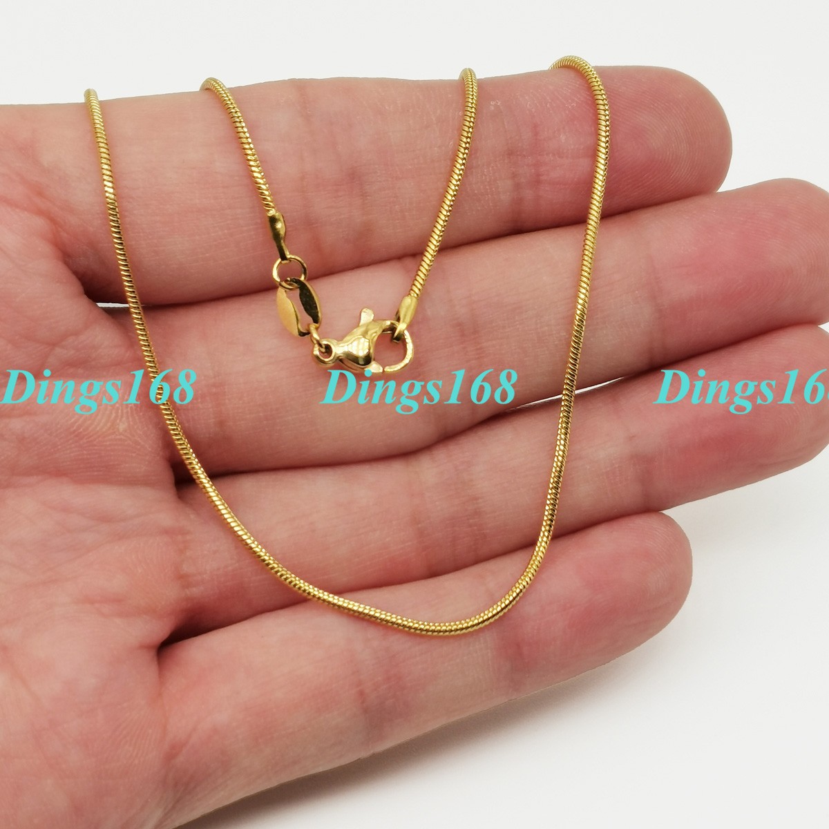 Real 18K Yellow Gold Filled Hypo-allergenic 24″ 1.2mm Thin Snake Chain Necklace