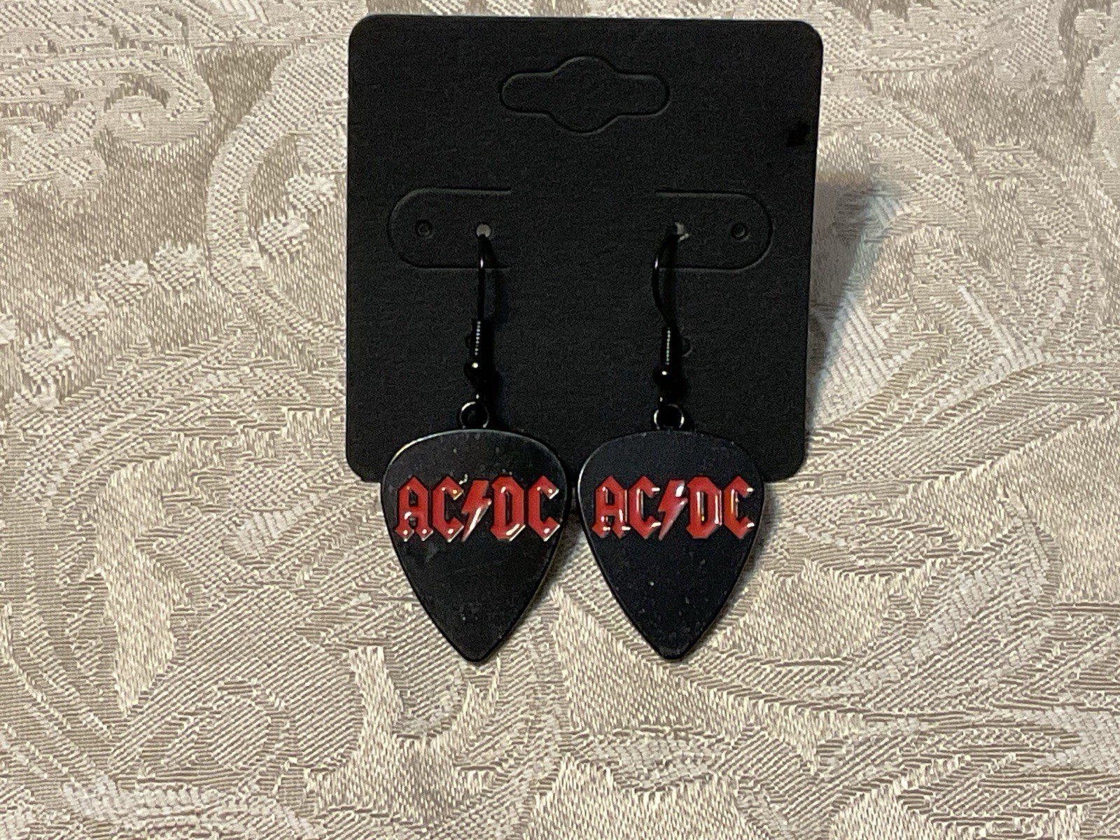 AC/DC Rock Music Band Festival Black Dangle Band Music Earrings